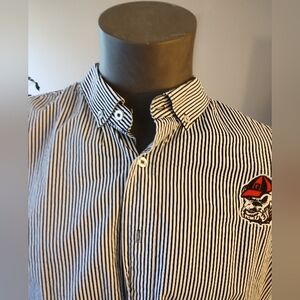 UGA Long Sleeve White and Black Striped Shirt by KA Knights Apparel Size 2XL